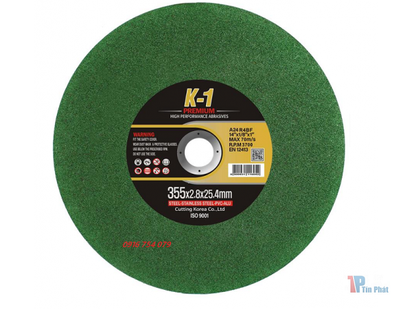K1 Đá cắt hàn quốc 355x2.8x25.4mm xanh