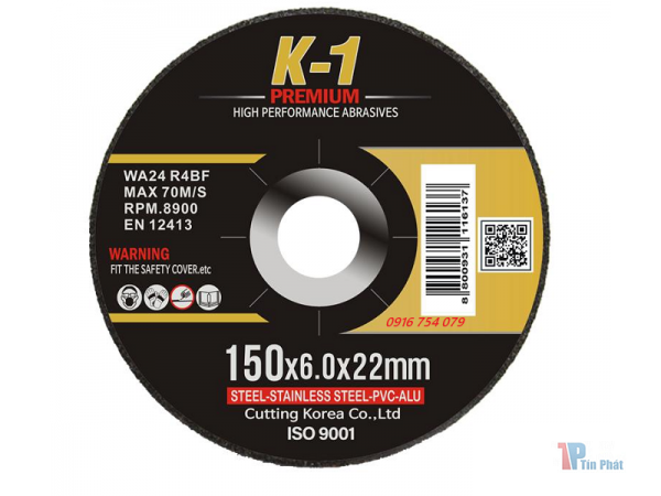 K1 Đá mài hàn quốc 150x6.0x22mm đen
