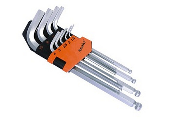 Bộ chìa lục giác bi dài 9 cây Asaki AK-410