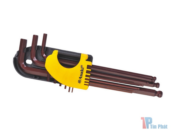 Bộ chìa lục giác bi nâu dài 9 cây Asaki AK-7408